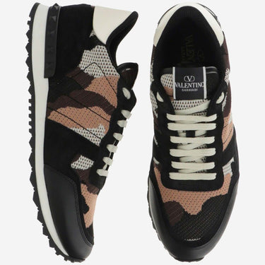 Valentino Embroidered Fabric Rockrunner Camouflage Sneakers