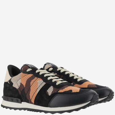 Valentino Embroidered Fabric Rockrunner Camouflage Sneakers