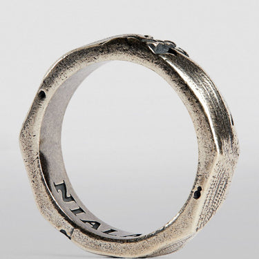 Nialaya Men's Carved Vintage Silver Ring