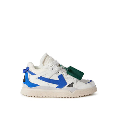 Off White Midtop Sponge Sneakers White Blue Fluo