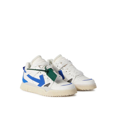 Off White Midtop Sponge Sneakers White Blue Fluo