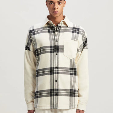 Palm Angels Back Logo Check Overshirt Off White Anthracite