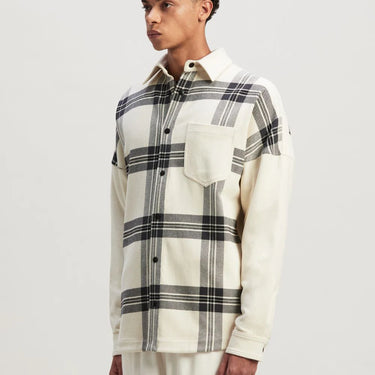 Palm Angels Back Logo Check Overshirt Off White Anthracite