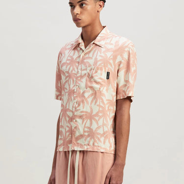 Palm Angels Palms Allover Shirt S/S Off White Pink