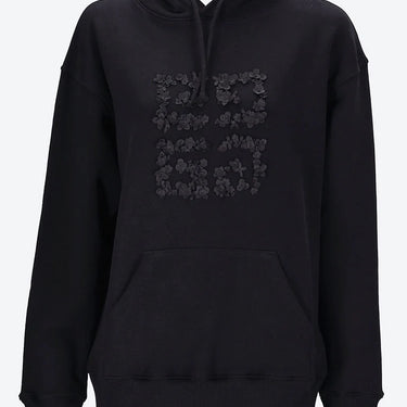 Givenchy Women Hoodie In Fleece With 4G Embroidered Flowers Black