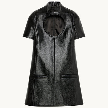 Courreges A-Line Dress Holistic Sleeves Vinyl Black