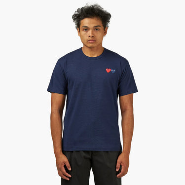 Comme Des Garcons Play T-Shirt With Double Heart  Navy
