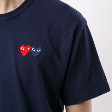 Comme Des Garcons Play T-Shirt With Double Heart  Navy