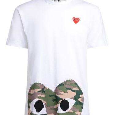 Comme Des Garcons Play Women Camouflage Half-Heart T-Shirt White