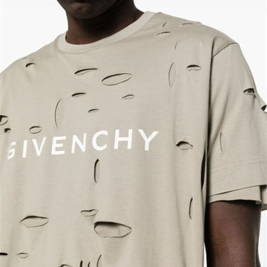 Givenchy Oversized T-Shirt In Destroyed Cotton Taupe