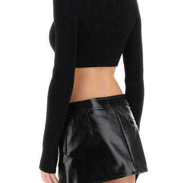 Courreges Cropped Sweater Circle Mockneck Rib Knit Groseille