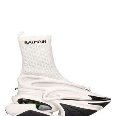 Balmain Unicorn High-Top Trainers In Mesh And Leather White