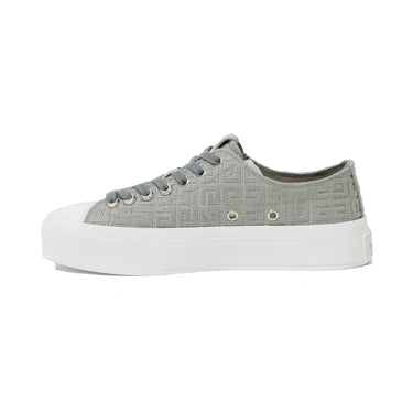 Givenchy W City Sneakers in 4G Embroidered Canvas Storm Grey