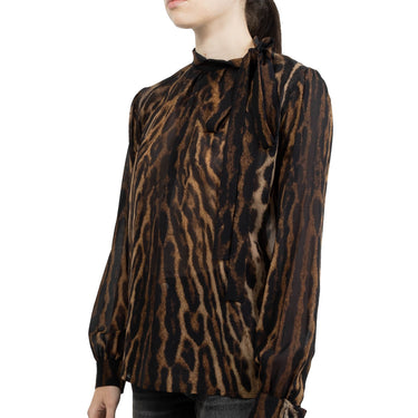 Givenchy W Blouse With Lavaliere In Leopard Print Silk Georgette Beige/Brown