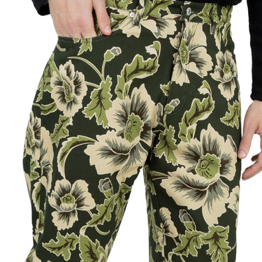 Kenzo Floral Print Loose Fit Jeans Dark Khaki