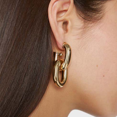 Paco Rabanne XL Double Link Earrings Gold