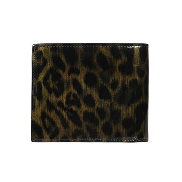 saint laurent leopard fold wallet green black