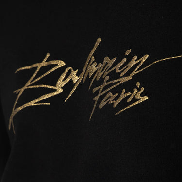 Balmain Women Logo Printed Cropped Sweatshirt Black/gold