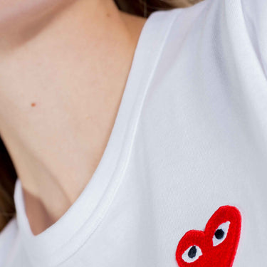 Comme Des Garcons Play W Red Heart Logo Tee White