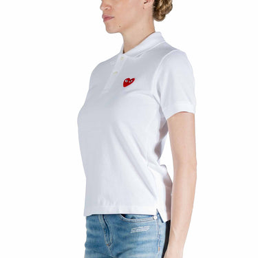 Comme Des Garcons Play W Red Heart Logo Polo White