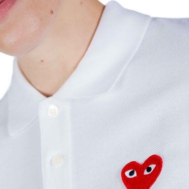 Comme Des Garcons Play W Red Heart Logo Polo White