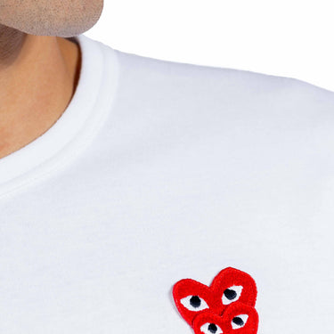 Comme Des Garcons Play Double Red Heart Logo Tee White