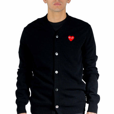 Comme Des Garcons Play Red Heart Cardigan Black