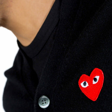Comme Des Garcons Play Red Heart Cardigan Black