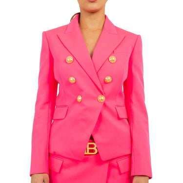 Balmain W Grain De Poudre Double-Breasted Jacket Pink