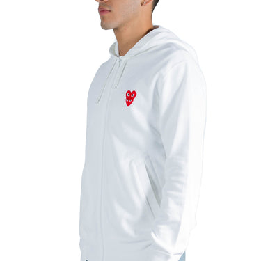 Comme Des Garcons Play Zip Hoody White
