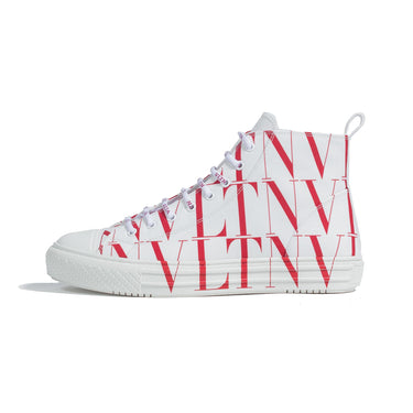 Valentino Garavani Vltn All Over Print Canvas High Top Sneakers White