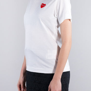 Comme Des Garcons Play W Red Heart Logo Tee White