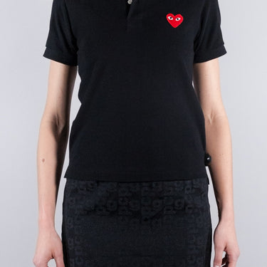 CDG PLAY W RED HEART POLO BLACK