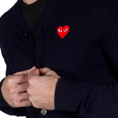 Comme Des Garcons Play Red Heart Logo Cardigan Navy