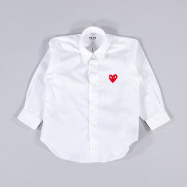 Cdg Play Kids Red Heart Shirt White