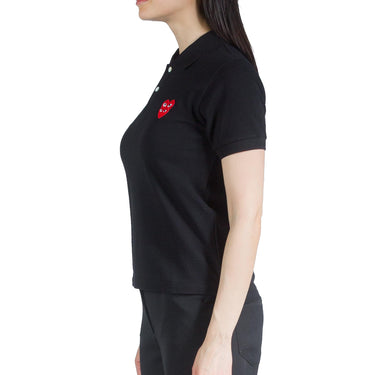 Comme Des Gacons Play W Double Red Heart Polo Shirt Black