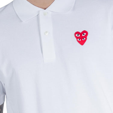 Comme Des Gacons Play Double Red Heart Polo Shirt White