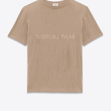 Saint Laurent Reverse T-Shirt Taupe And Natural