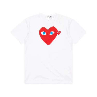 Comme Des Garcons Play Blue Pupil Red Heart Short Sleeve White