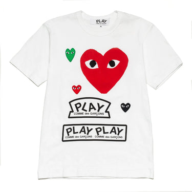Comme Des Garcons Play Logo Red Heart T-Shirt White